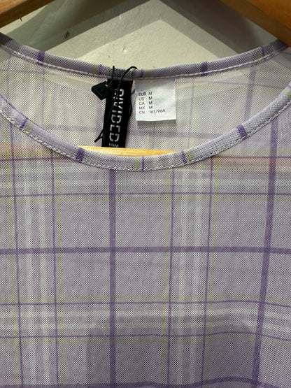 H&M Mesh Purple Checked Top