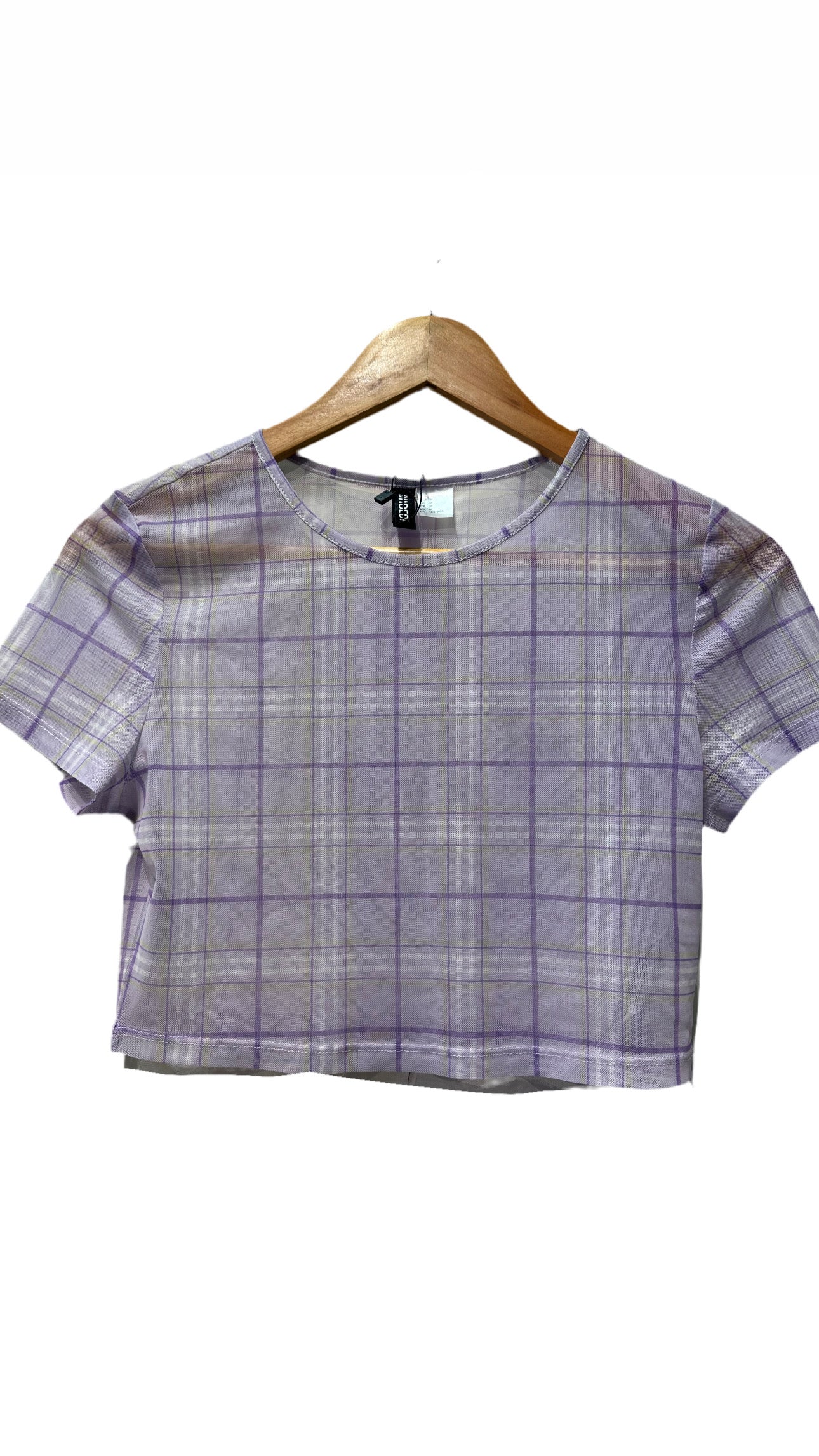 H&M Mesh Purple Checked Top