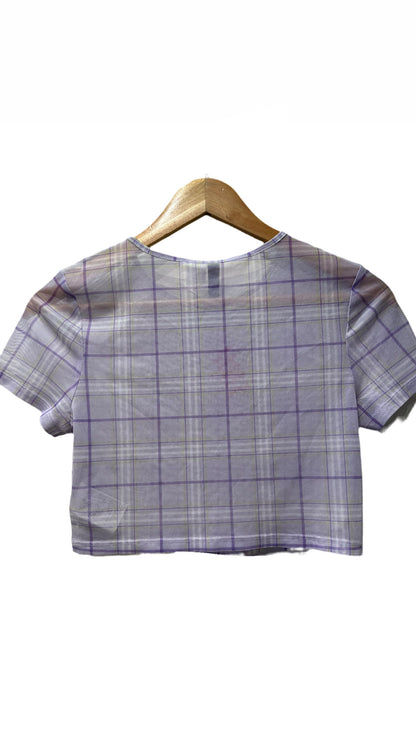 H&M Mesh Purple Checked Top