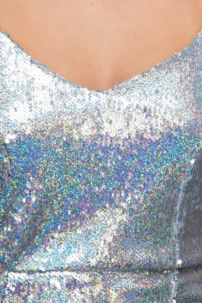 Lulu & Sky Silver Sequined Silver Midi Dress