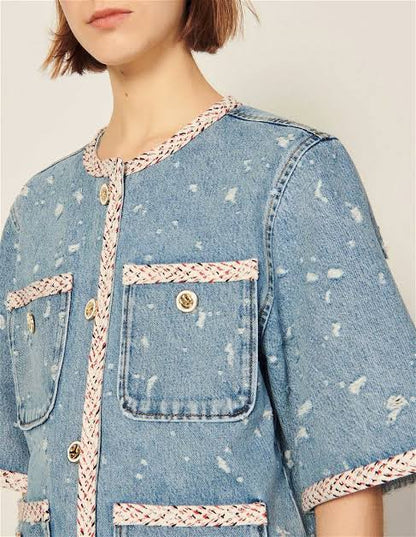 Sandro Distressed Denim Jacket