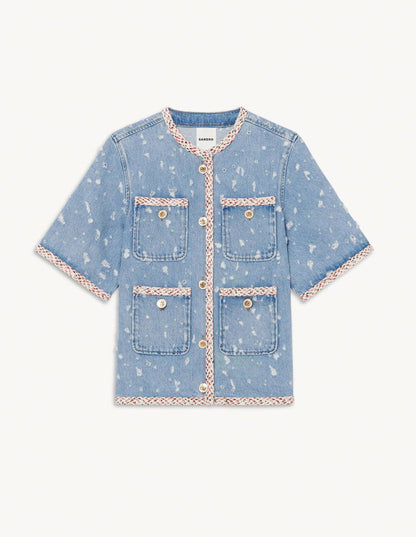 Sandro Distressed Denim Jacket