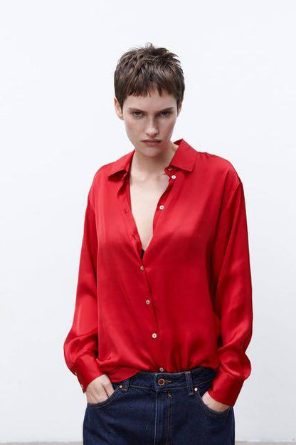 Zara Red Satin Shirt