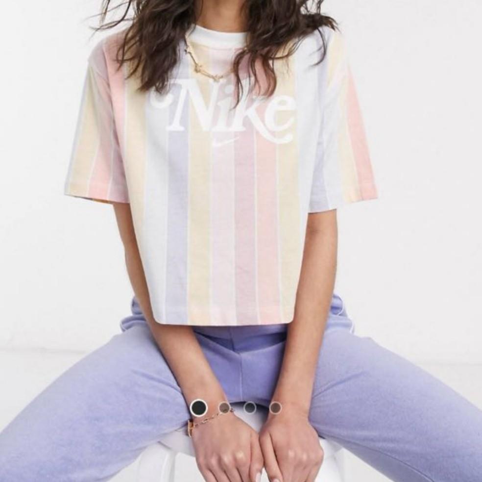 Nike Retro Pastel Striped Crop Tshirt