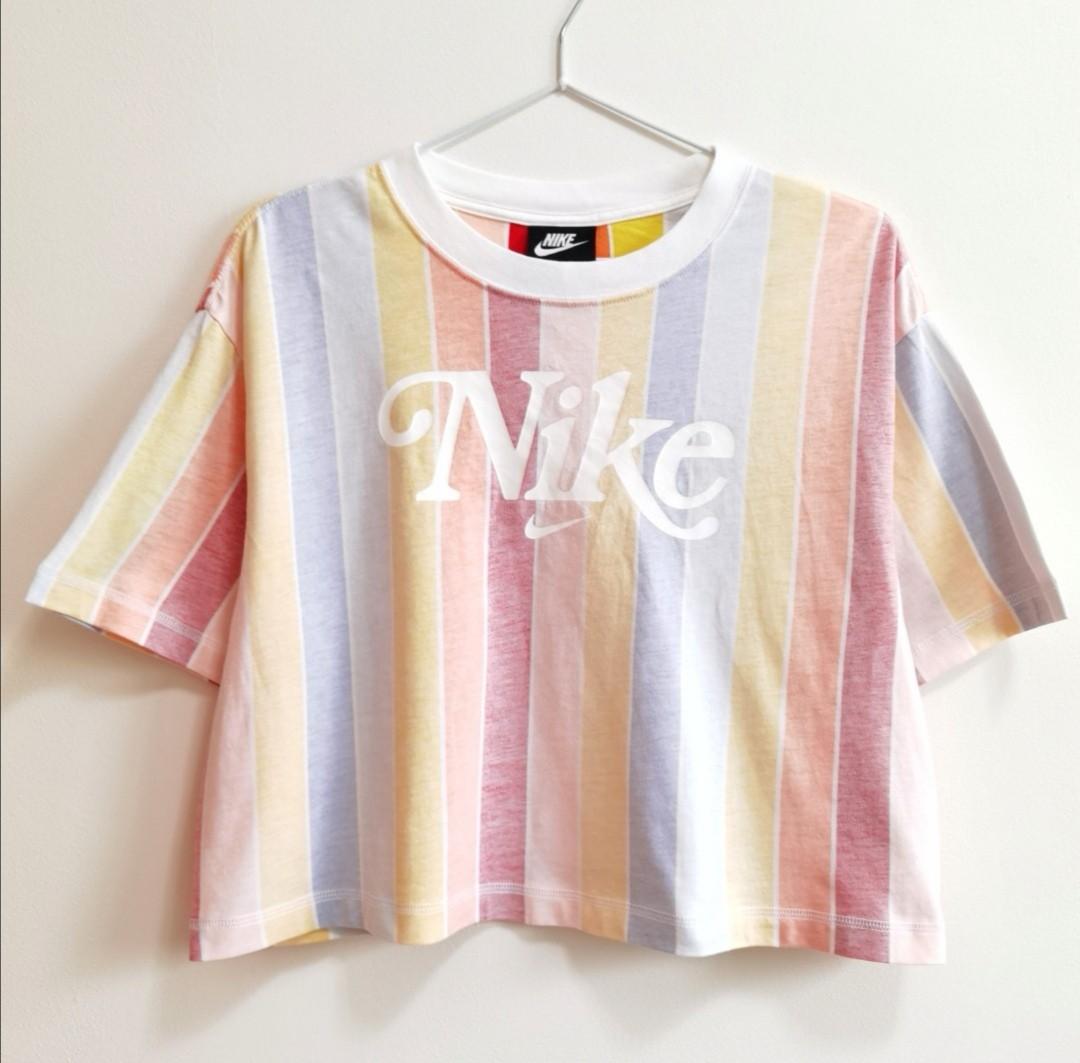 Nike Retro Pastel Striped Crop Tshirt