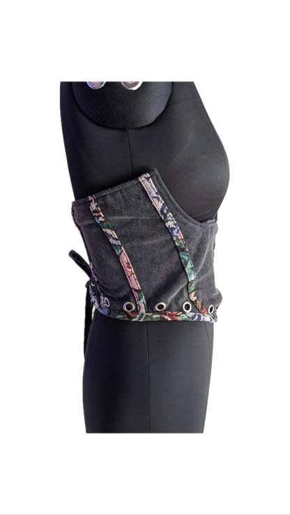 Upcycled Black Denim Corset