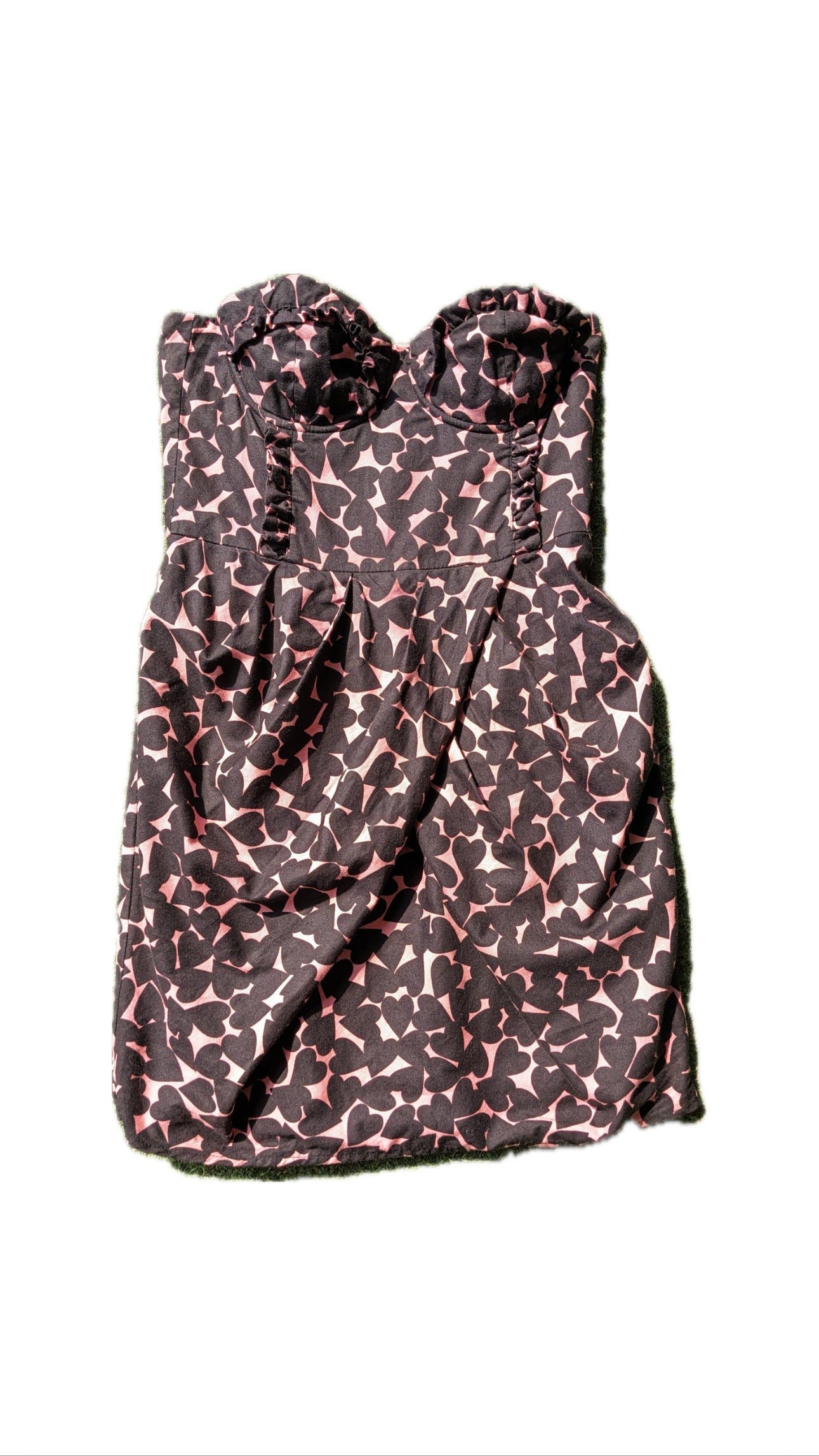 H&M Lined Strapless Pink With Black Heart Dress
