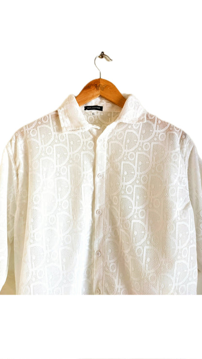 White Summer Crochet Shirt