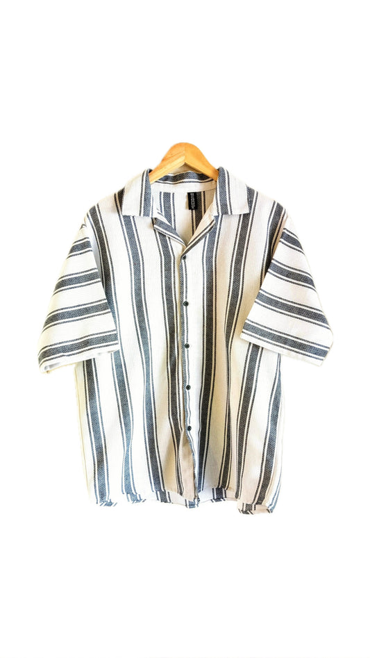 Black & White Striped Summer Crochet Shirt