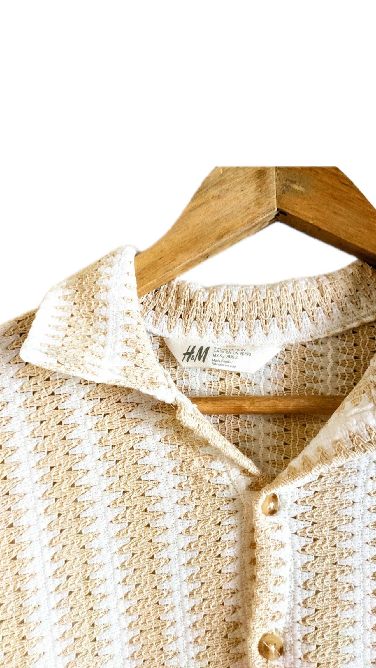 H&M White & Cream Summer Crochet Shirt
