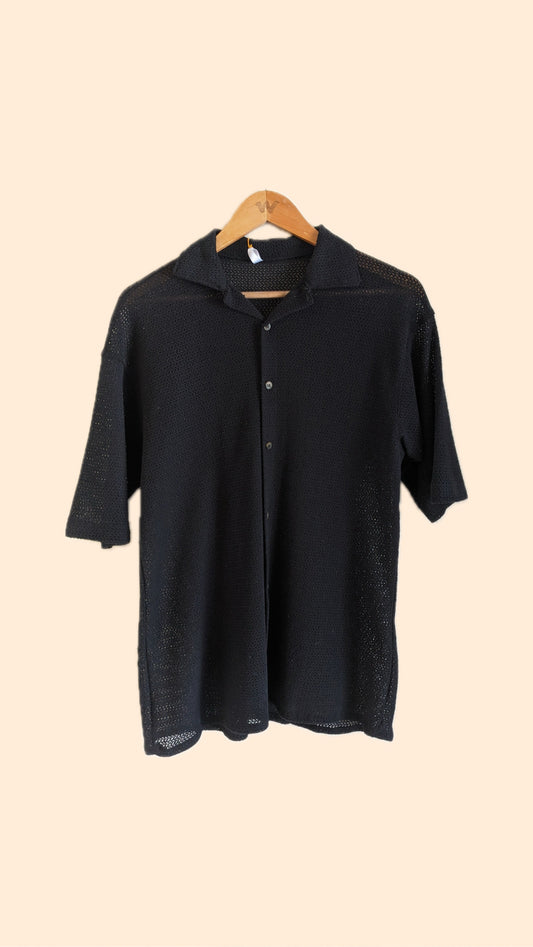 Black Summer Crochet Shirt