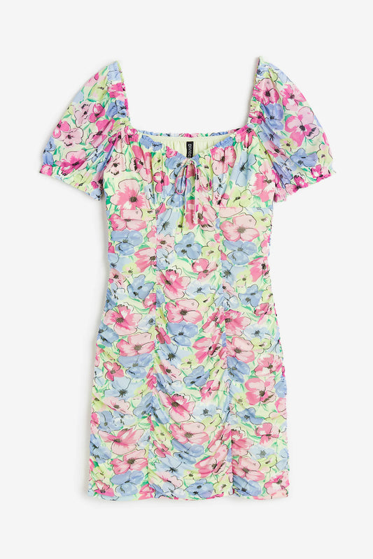 H&M Gathered Eyelet Embroidery Dress