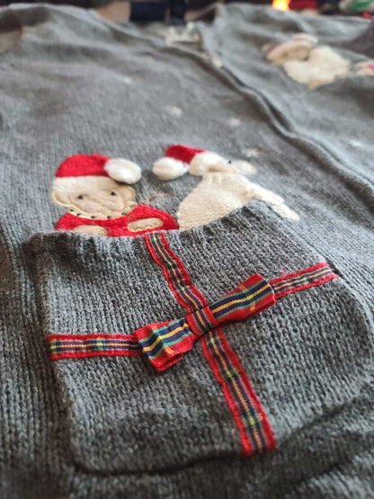 Grey Christmas Sweater with Pocket