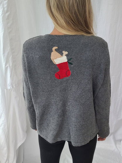 Grey Christmas Sweater with Pocket