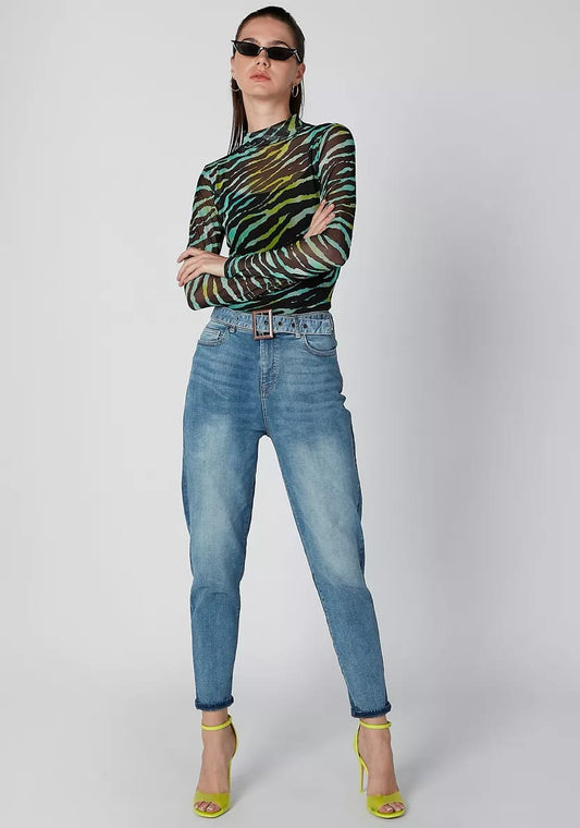 Mesh Zebra Print Top