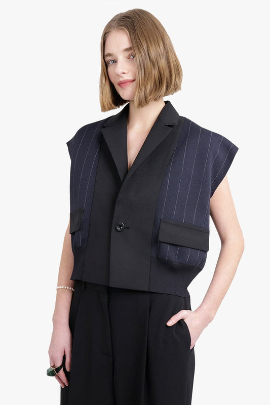 Chalk Stripe Glencheck Knit Vest