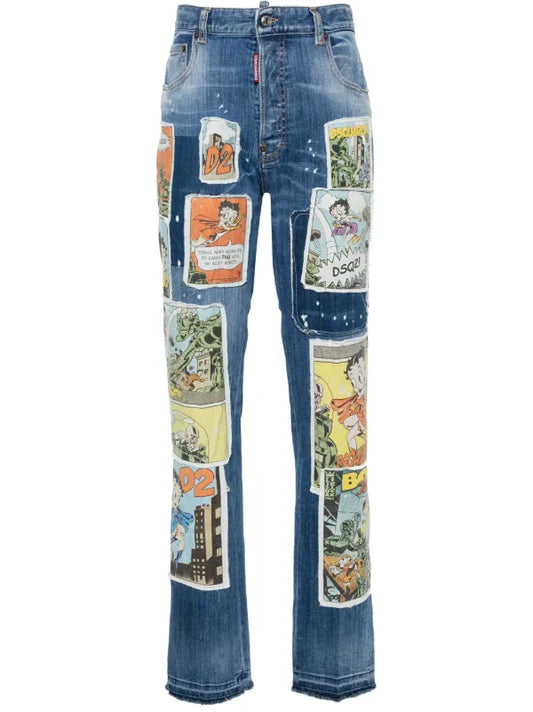 Dsquared Betty Boop Patchwork Jeans