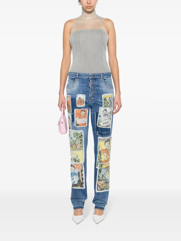 Dsquared Betty Boop Patchwork Jeans