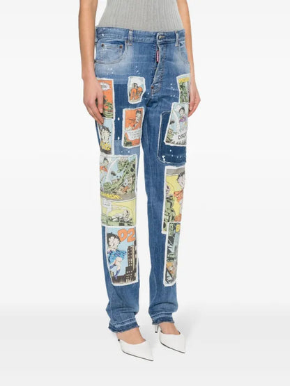 Dsquared Betty Boop Patchwork Jeans