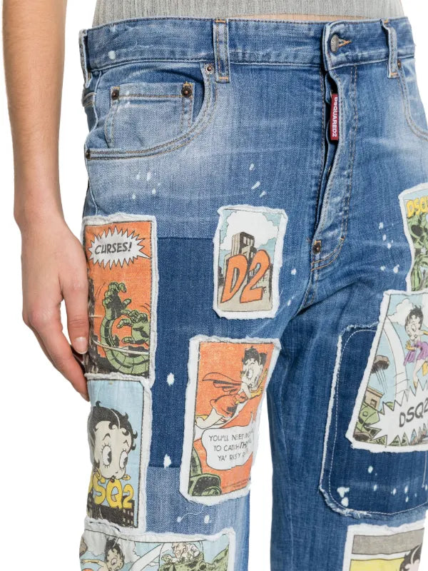 Dsquared Betty Boop Patchwork Jeans