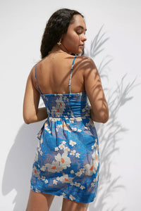 URBAN OUTFITTERS Juliette Blue Floral Wrap-Around Mini Dress