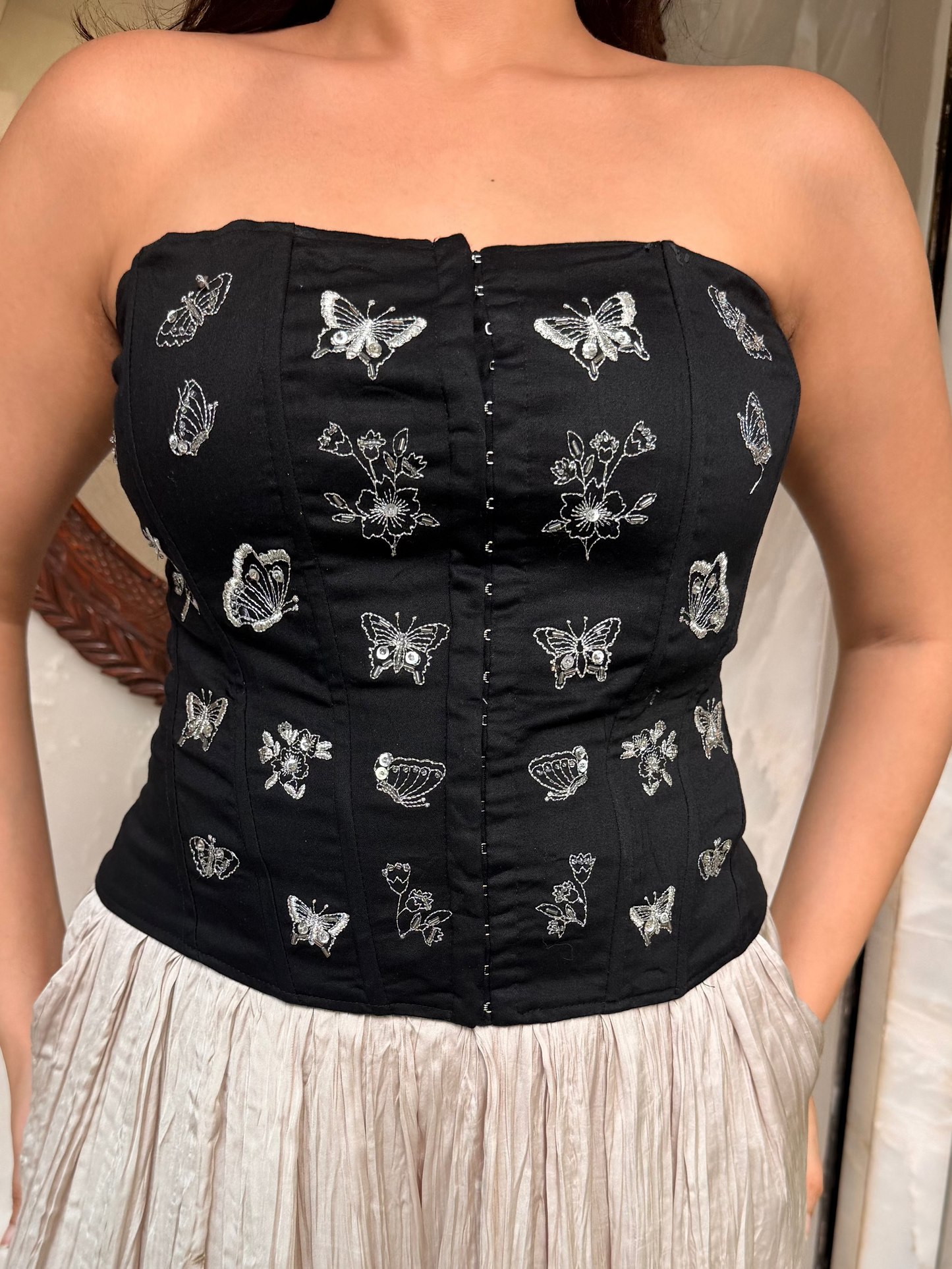 Butterfly Embroidered Corset