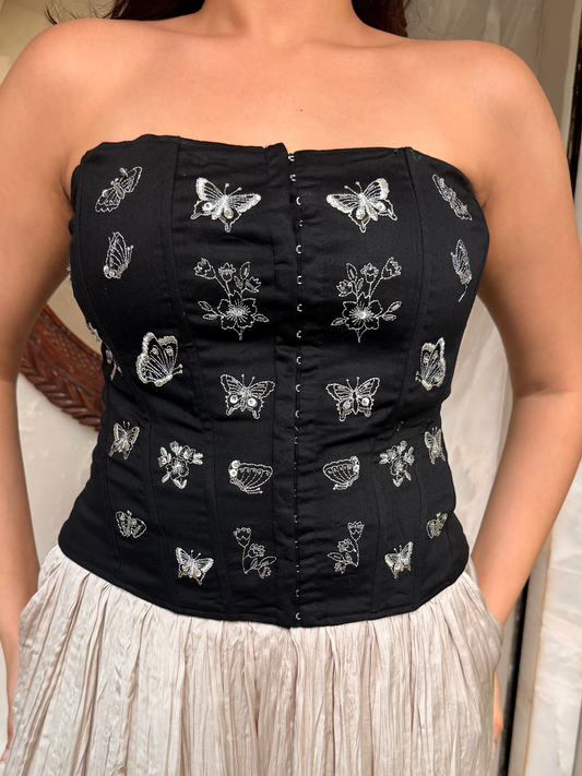 Butterfly Embroidered Corset