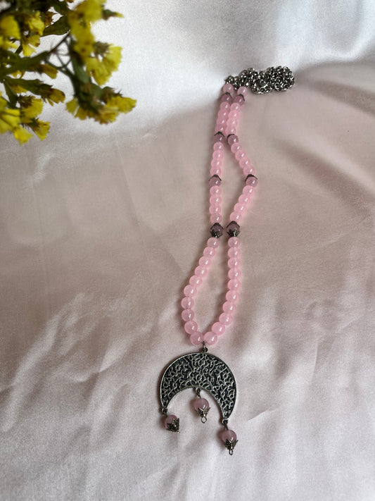 Tasbiha Pink Half Moon Necklace