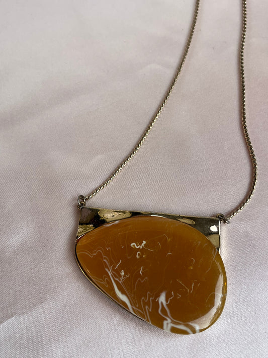 Amber Stone Pendant with Chain