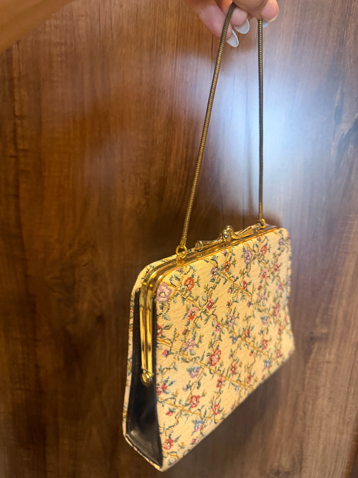 Mini Beige Floral Tapestry Vintage Bag
