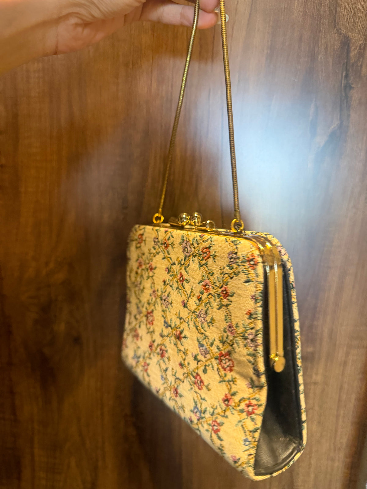 Mini Beige Floral Tapestry Vintage Bag