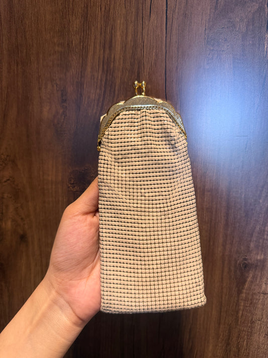 Cream Metal Mesh Coin Pouch