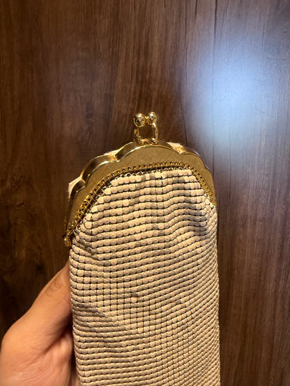 Cream Metal Mesh Coin Pouch