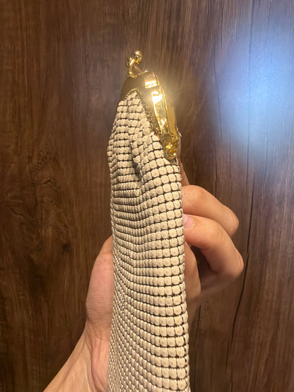 Cream Metal Mesh Coin Pouch