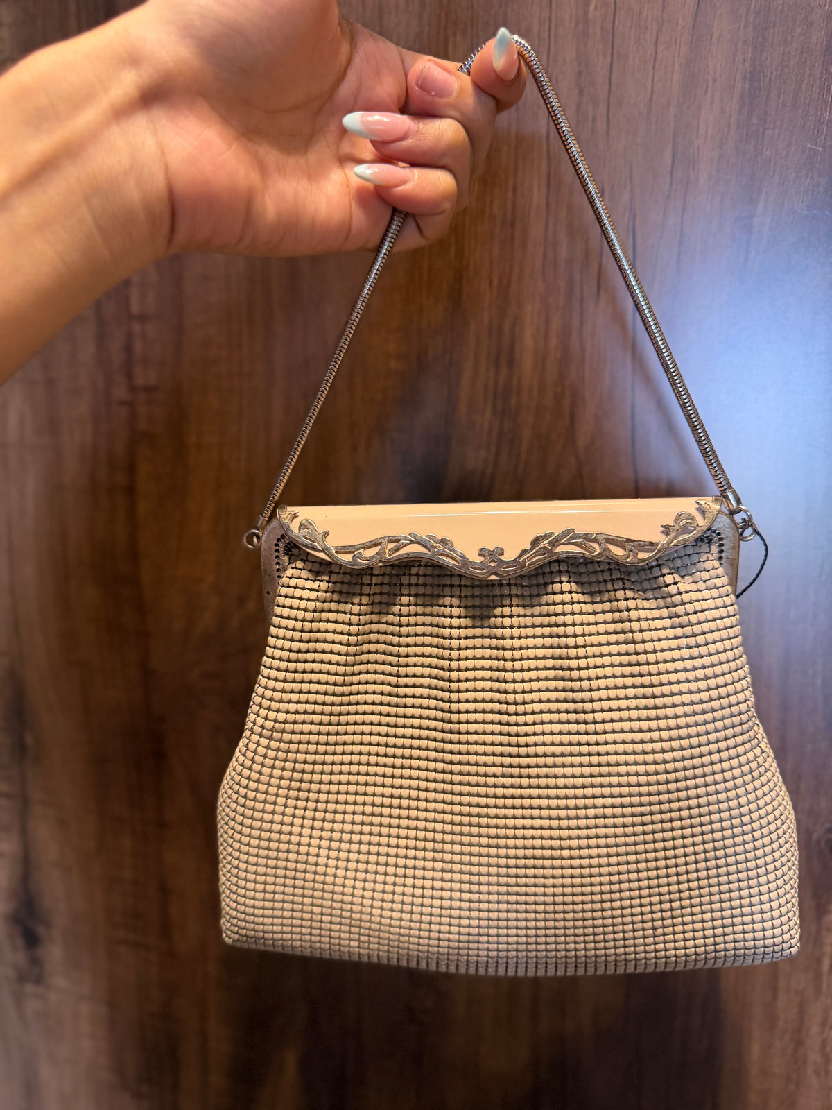 Cream Chain Mail Vintage Bag