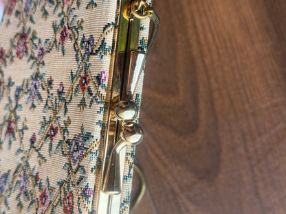 Mini Beige Floral Tapestry Vintage Bag