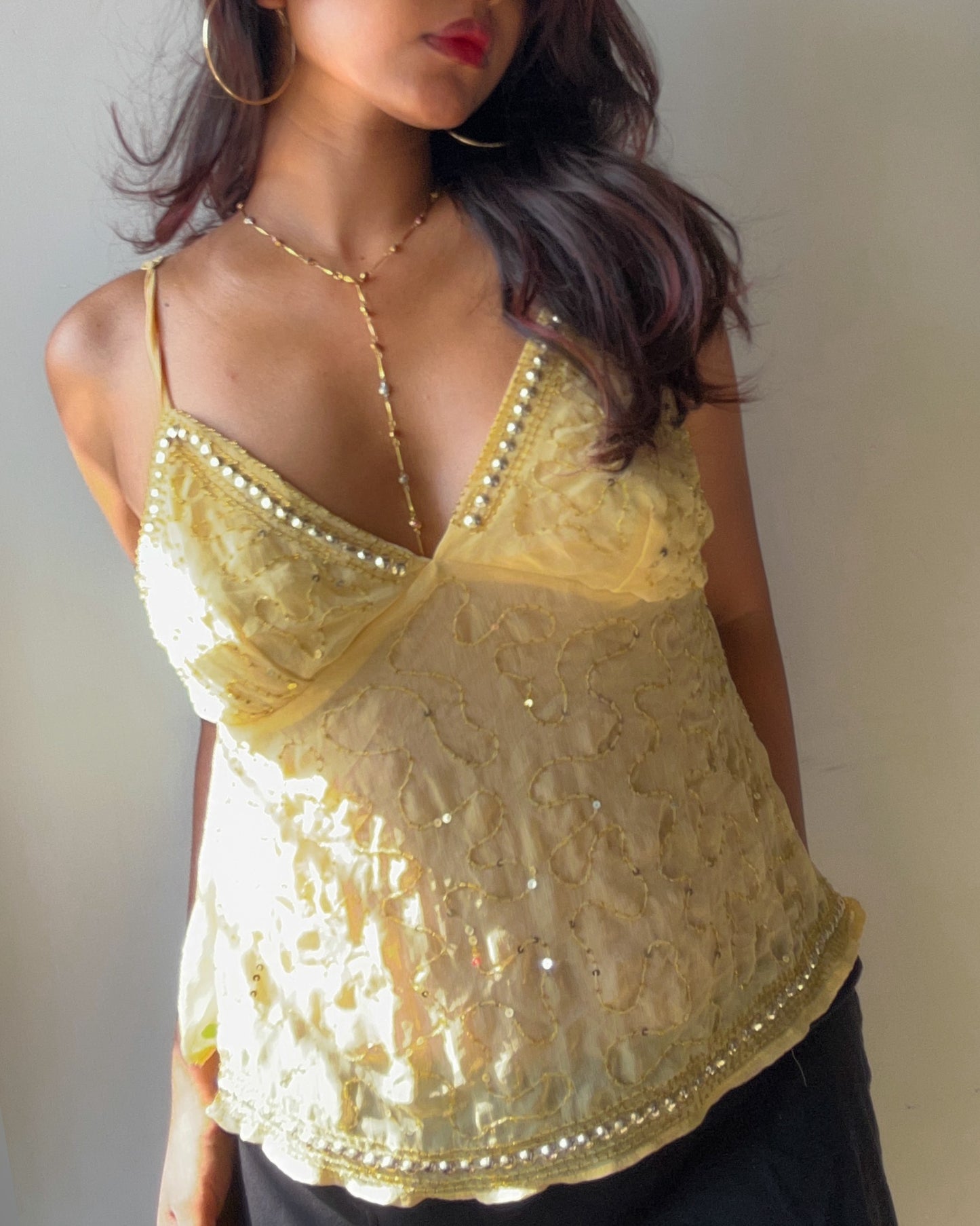 Yellow Beaded Top