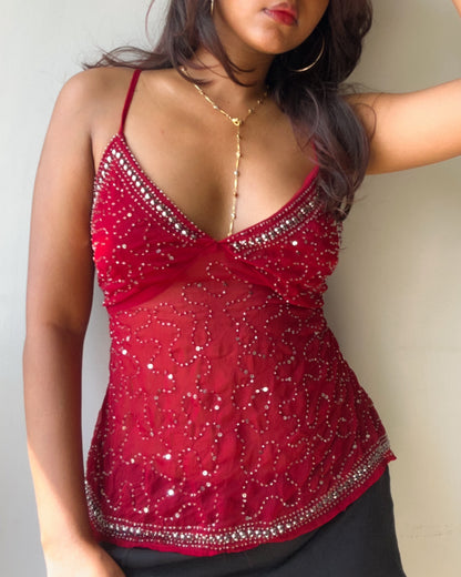 Red Beaded Top