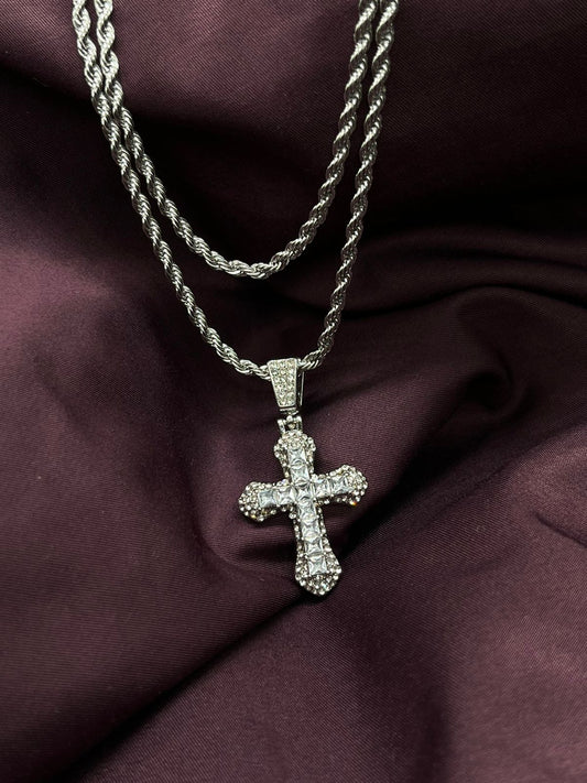 Iced Cross Neckpiece with Chain