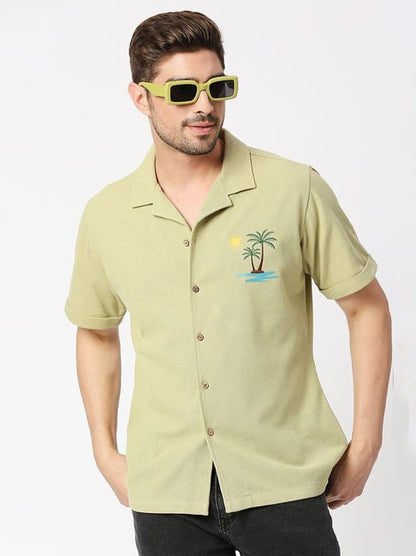 Blamblack Mint Green Cotton Relaxed Fit Shirt