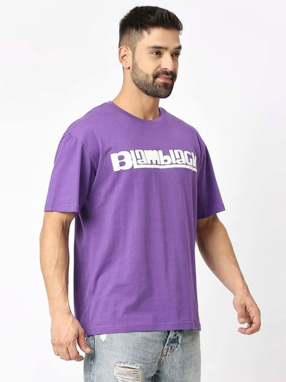 Blamblack Violet Relaxed Fit Printed Oversized Crew Tee