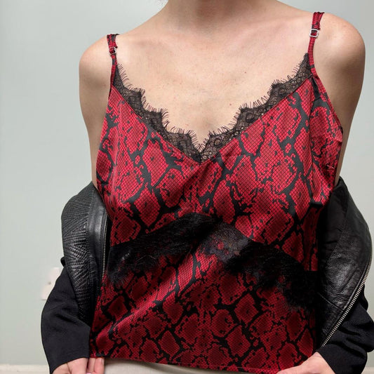 Guess Red Snake Skin Camisole Tank Top