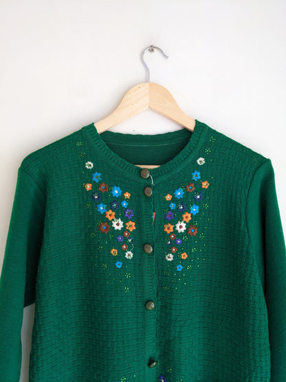 Embroidered Floral Grandma Sweater