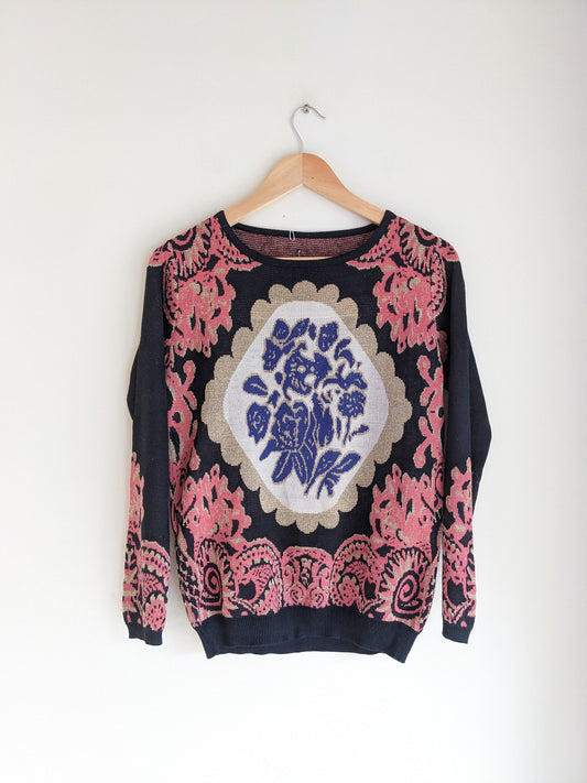 Black Ornate Grandma Sweater
