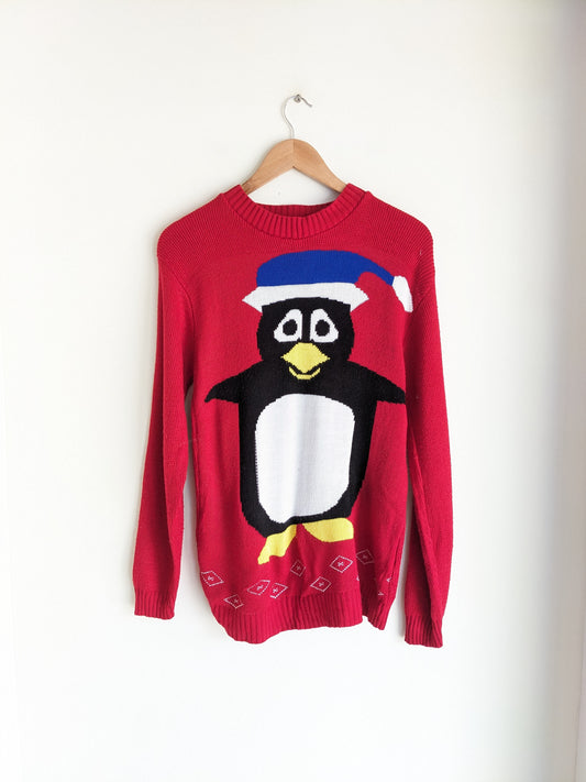 FAB Penguin Print Red Christmas Sweater