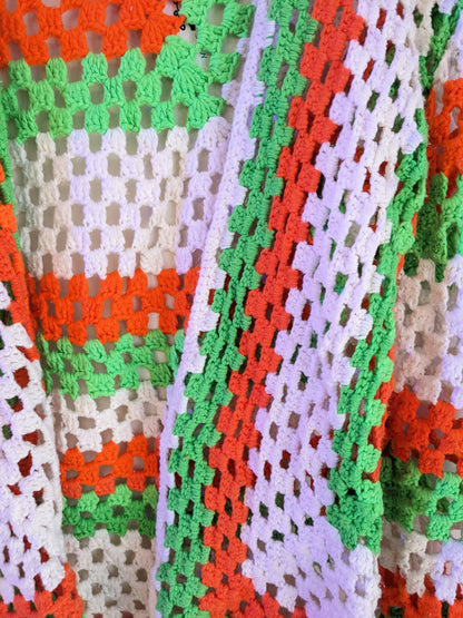 Multicolored Crochet Poncho