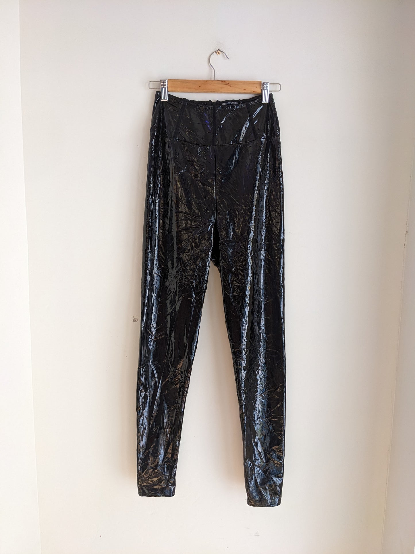 Prettylittlething Black Leather Pant