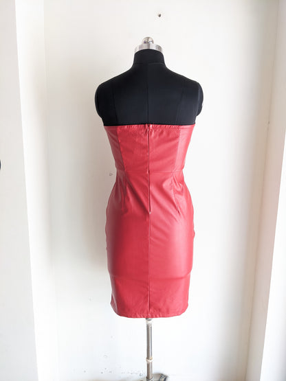 Shein Red Pu Leather Bodycon Dress