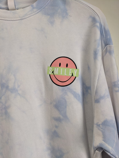 H&M Relaxed Fit Smiley Light Blue Sweatshirt