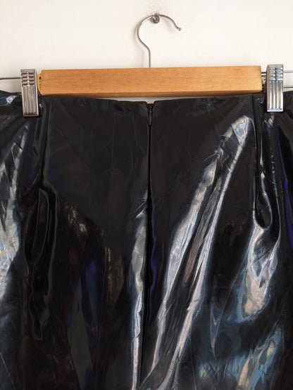 Mango Black Flare Leather Skirt